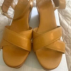 Tory Burch Tan Leather Wedges